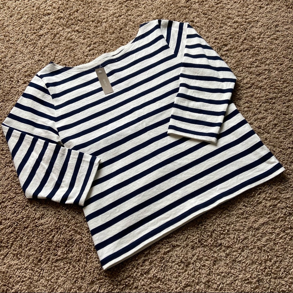NWT J Crew Navy and White Boatneck